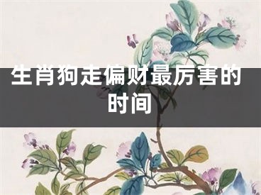 生肖狗走偏财最厉害的时间