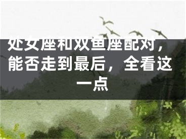 处女座和双鱼座配对，能否走到最后，全看这一点