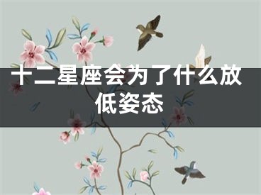 十二星座会为了什么放低姿态