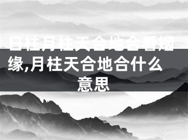日柱月柱天合地合看姻缘,月柱天合地合什么意思