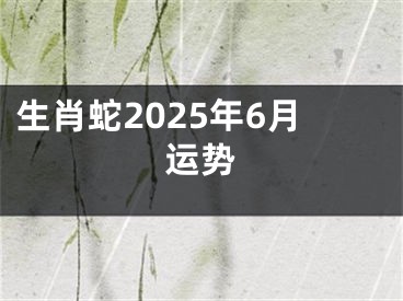 生肖蛇2025年6月运势