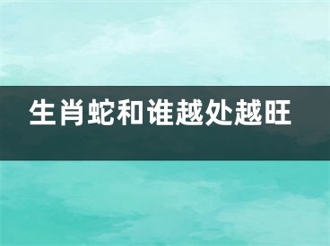 生肖蛇和谁越处越旺