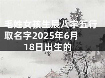 毛姓女孩生辰八字五行取名字2025年6月18日出生的
