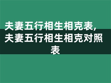 夫妻五行相生相克表,夫妻五行相生相克对照表