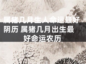 属猪几月生人命运最好阴历 属猪几月出生最好命运农历