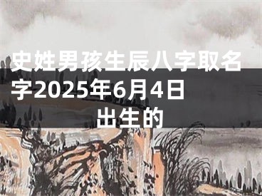 史姓男孩生辰八字取名字2025年6月4日出生的