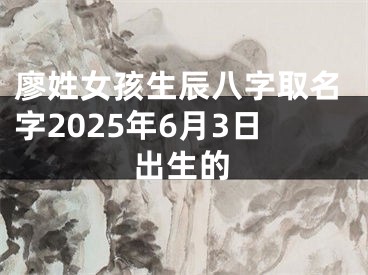 廖姓女孩生辰八字取名字2025年6月3日出生的
