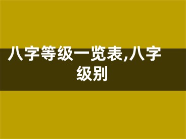 八字等级一览表,八字级别