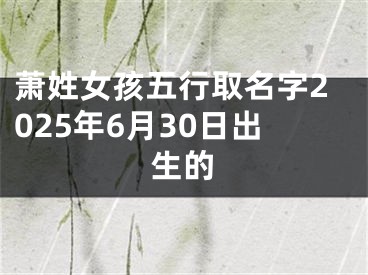 萧姓女孩五行取名字2025年6月30日出生的