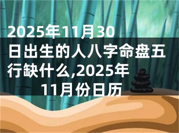2025年11月30日出生的人八字命盘五行缺什么,2025年11月份日历
