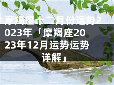 摩羯座十二月份运势2023年「摩羯座2023年12月运势运势详解」