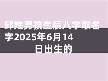 邱姓男孩生辰八字取名字2025年6月14日出生的