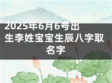 2025年6月6号出生李姓宝宝生辰八字取名字