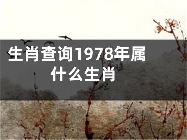 生肖查询1978年属什么生肖 