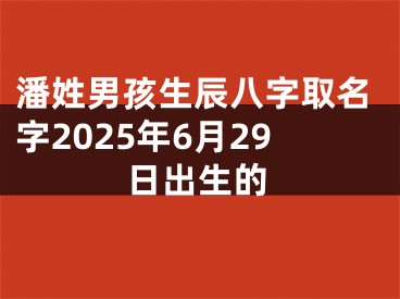潘姓男孩生辰八字取名字2025年6月29日出生的