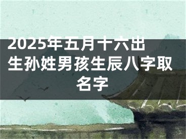 2025年五月十六出生孙姓男孩生辰八字取名字