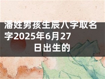 潘姓男孩生辰八字取名字2025年6月27日出生的