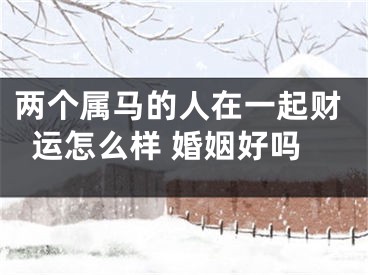 两个属马的人在一起财运怎么样 婚姻好吗