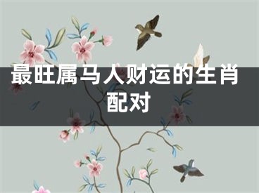 最旺属马人财运的生肖配对