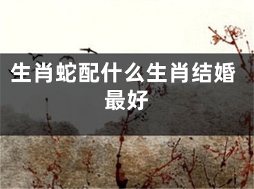 生肖蛇配什么生肖结婚最好