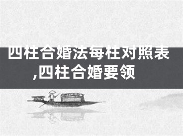 四柱合婚法每柱对照表,四柱合婚要领