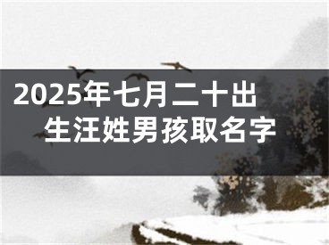 2025年七月二十出生汪姓男孩取名字