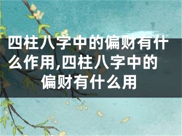 四柱八字中的偏财有什么作用,四柱八字中的偏财有什么用