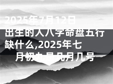2025年7月12日出生的人八字命盘五行缺什么,2025年七月初九是几月几号