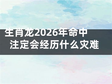 生肖龙2026年命中注定会经历什么灾难