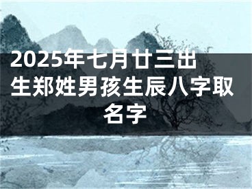 2025年七月廿三出生郑姓男孩生辰八字取名字