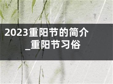 2023重阳节的简介_重阳节习俗