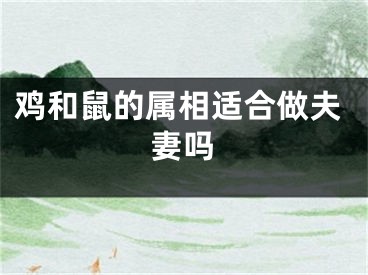 鸡和鼠的属相适合做夫妻吗