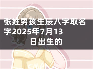 张姓男孩生辰八字取名字2025年7月13日出生的