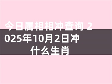 今日属相相冲查询 2025年10月2日冲什么生肖 