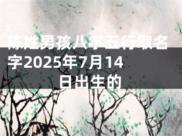 陈姓男孩八字五行取名字2025年7月14日出生的