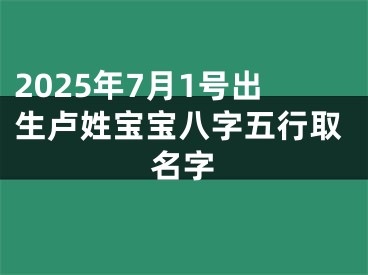 2025年7月1号出生卢姓宝宝八字五行取名字