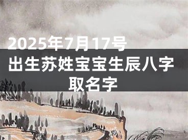 2025年7月17号出生苏姓宝宝生辰八字取名字