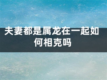夫妻都是属龙在一起如何相克吗