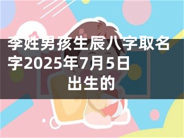 李姓男孩生辰八字取名字2025年7月5日出生的