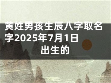 黄姓男孩生辰八字取名字2025年7月1日出生的