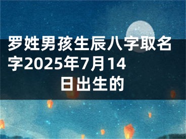 罗姓男孩生辰八字取名字2025年7月14日出生的