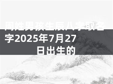 周姓男孩生辰八字取名字2025年7月27日出生的