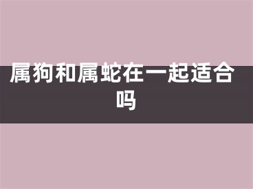 属狗和属蛇在一起适合吗