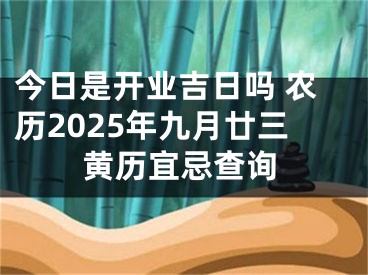 今日是开业吉日吗 农历2025年九月廿三黄历宜忌查询