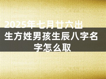 2025年七月廿六出生方姓男孩生辰八字名字怎么取