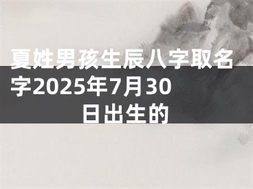 夏姓男孩生辰八字取名字2025年7月30日出生的