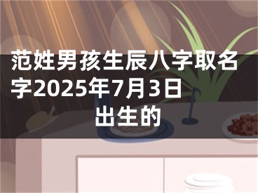 范姓男孩生辰八字取名字2025年7月3日出生的
