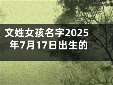 文姓女孩名字2025年7月17日出生的