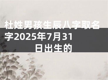 杜姓男孩生辰八字取名字2025年7月31日出生的