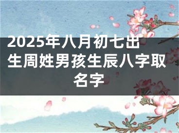 2025年八月初七出生周姓男孩生辰八字取名字